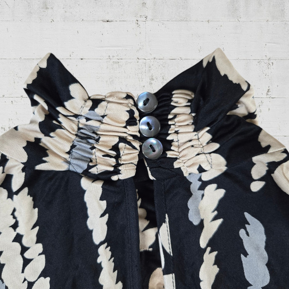 90s Vintage Trina Turk Black Turtleneck Silk USA Made Bodycon Mini Dress Size 4 - Picture 5 of 9